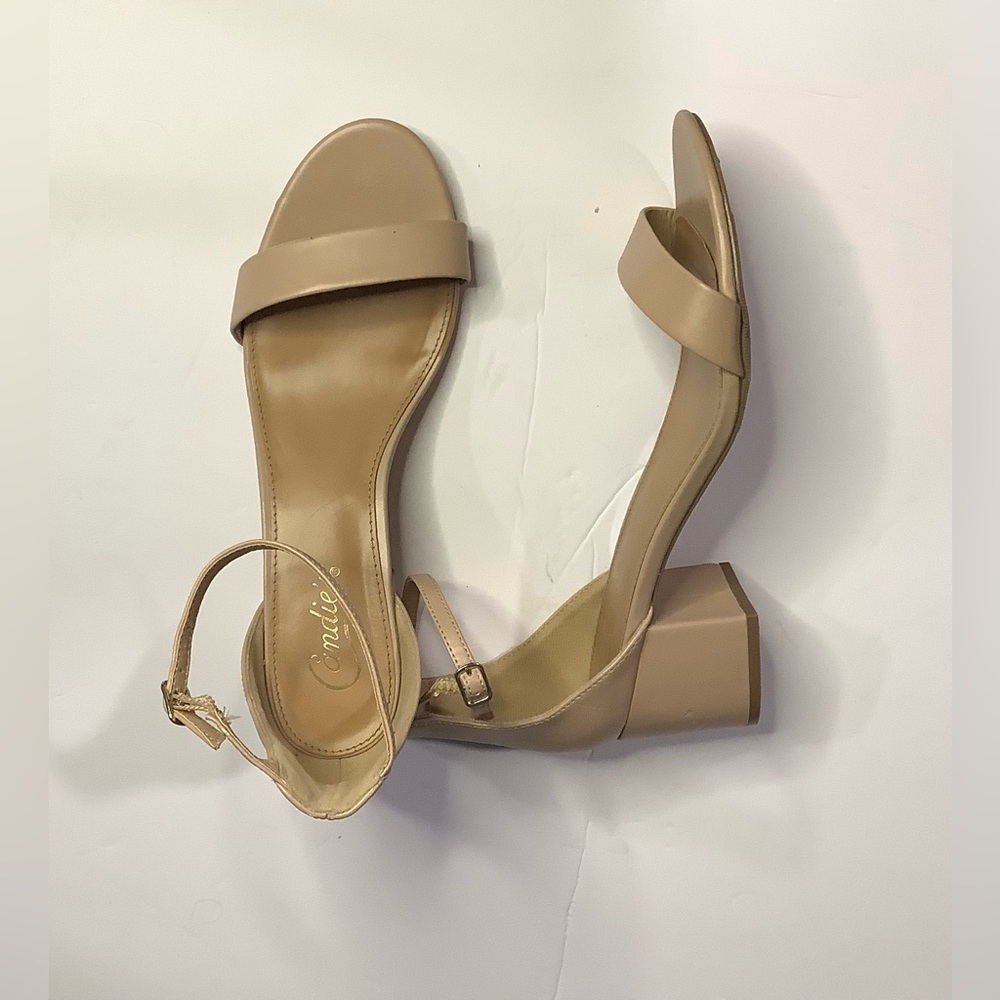 Candie's Beige Block Heel Sandals